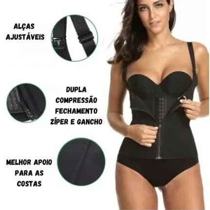 Cinta Modeladora Dupla Compressão Redutor Ziper Cor:Preto Tamanho:M - imagem 4