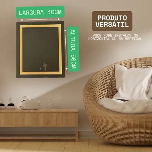 Kit 2 Espelhos Com Led 40x50 Banheiro Premium Decorativo - imagem 3
