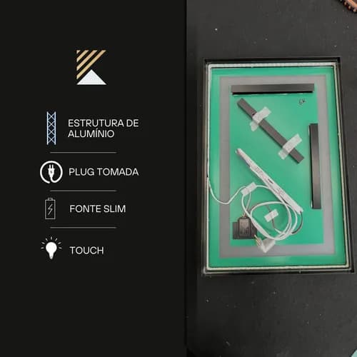 Espelho 60x70cm Camarim Led Branco Botão Touch Maquiagem - imagem 2