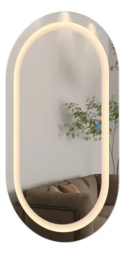 Espelho Decorativo Led 75x50 Botão Oval Decoração