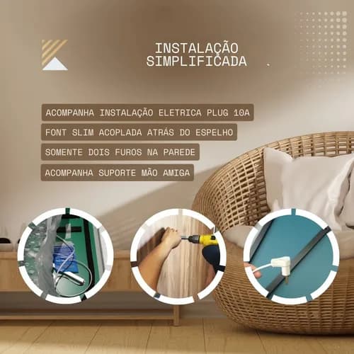 Espelho Led 180x90cm Botão Touch Luz Quente Fria E Neutra - imagem 6