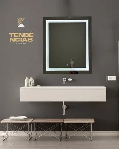 Espelho Com Led 50x60cm Banheiro Lapidado Premium - imagem 2