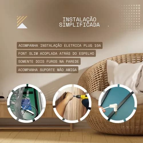 Espelho Com Led 100x70cm Botão Touch Banheiro Decoração - imagem 5