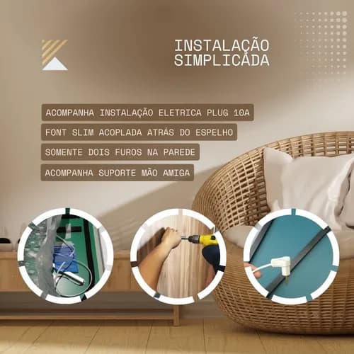 Espelho Com Led 50x60cm Banheiro Lapidado Premium - imagem 4