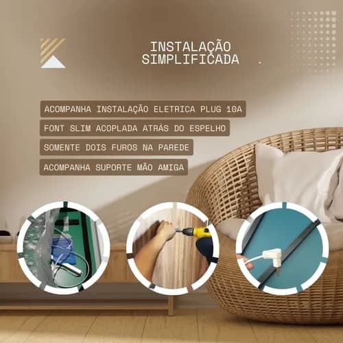 Espelho Led 64,5x90 Botão Touch 3000k 4000k 6500k - imagem 6