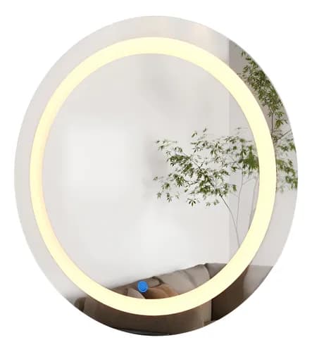 Espelho Redondo Decorativo 90x90 Led Branco Quarto Studio