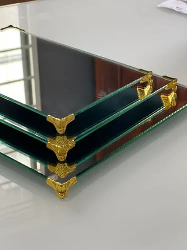 Kit De Bandeja Decorativa Grande Espelhada Dourada - imagem 2