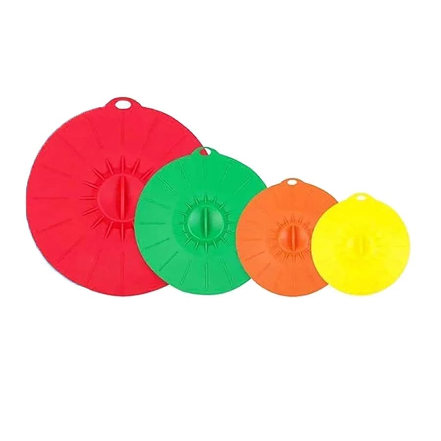 Kit Tampas Silicone De Sucção 4 Peças A Vacuo Coloridas - imagem 2