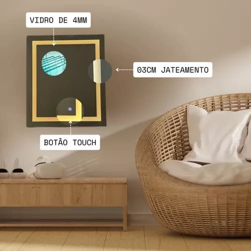 Espelho Com Led 160x90cm Botão Touch 3000k 4000k 6500k - imagem 2