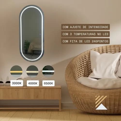 Espelho Com Led Oval 170x70 Botão Touch Decoração - imagem 5