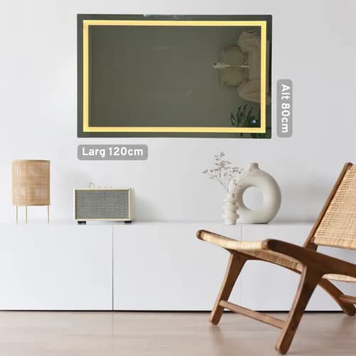 Espelho Com Led Grande Banheiro Quarto 120x80cm