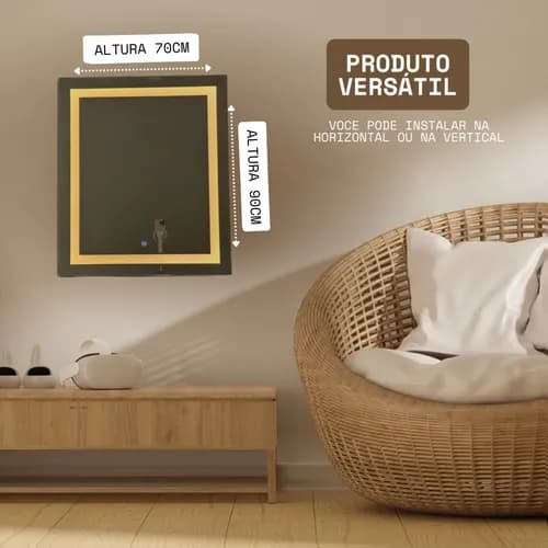 Espelho Led 79 Alt X 89 Larg Botão Touch 3000k 4000k 6500k - imagem 2