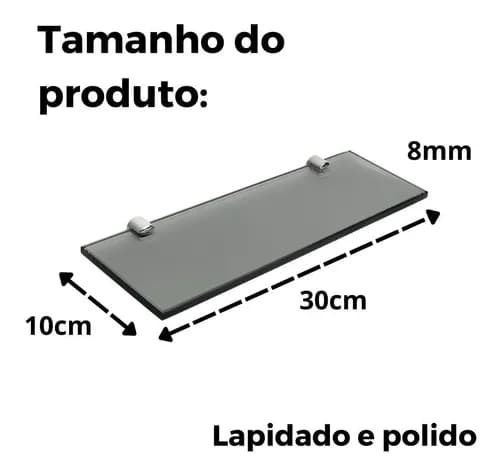 Suporte Prateleira Porta Shampoo Reto Banheiro Vidro 8mm - imagem 2
