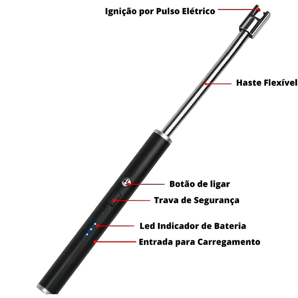 Acendedor Elétrico Isqueiro Fogão Fogo Recarregável - imagem 2